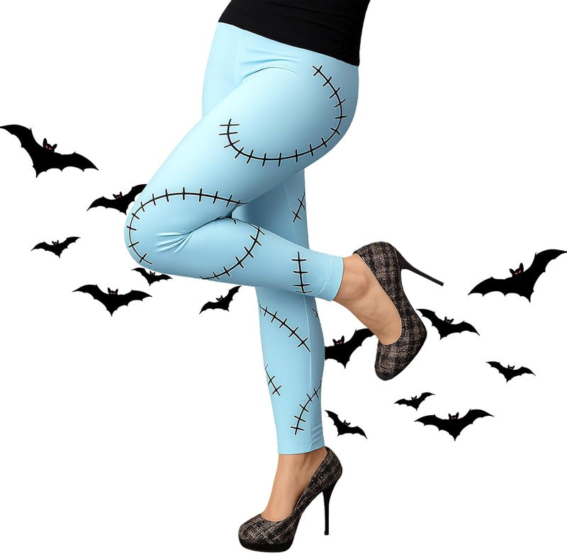 Simlakey Women's Halloween Leggings Blue Scar Printed Stretchy Peach Butt Leggings Yoga Pants S-XL for Cosplay Party - Image 4
